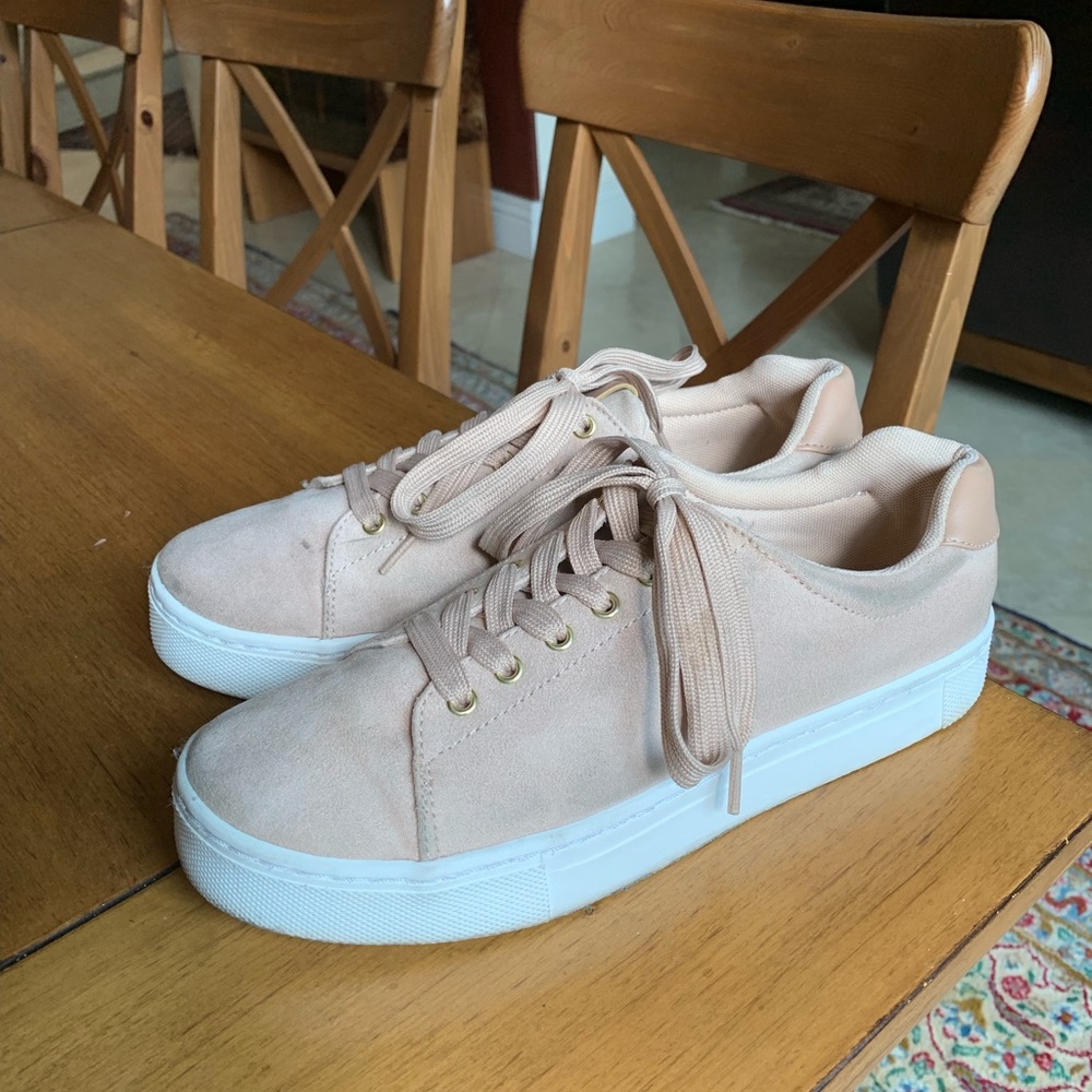 Pink suede sneakers